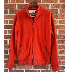Vintage Old Navy Fleece Zip Jacket Orange Ribbed Trim Mens Medium